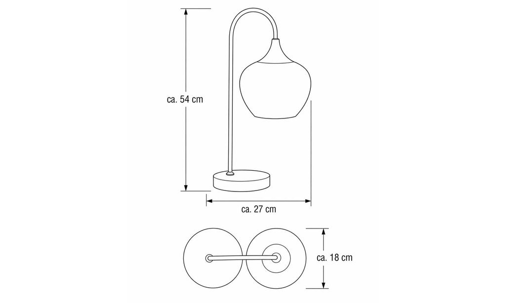 Tischlampe mit Mattglas und nickelfarbenem Metall