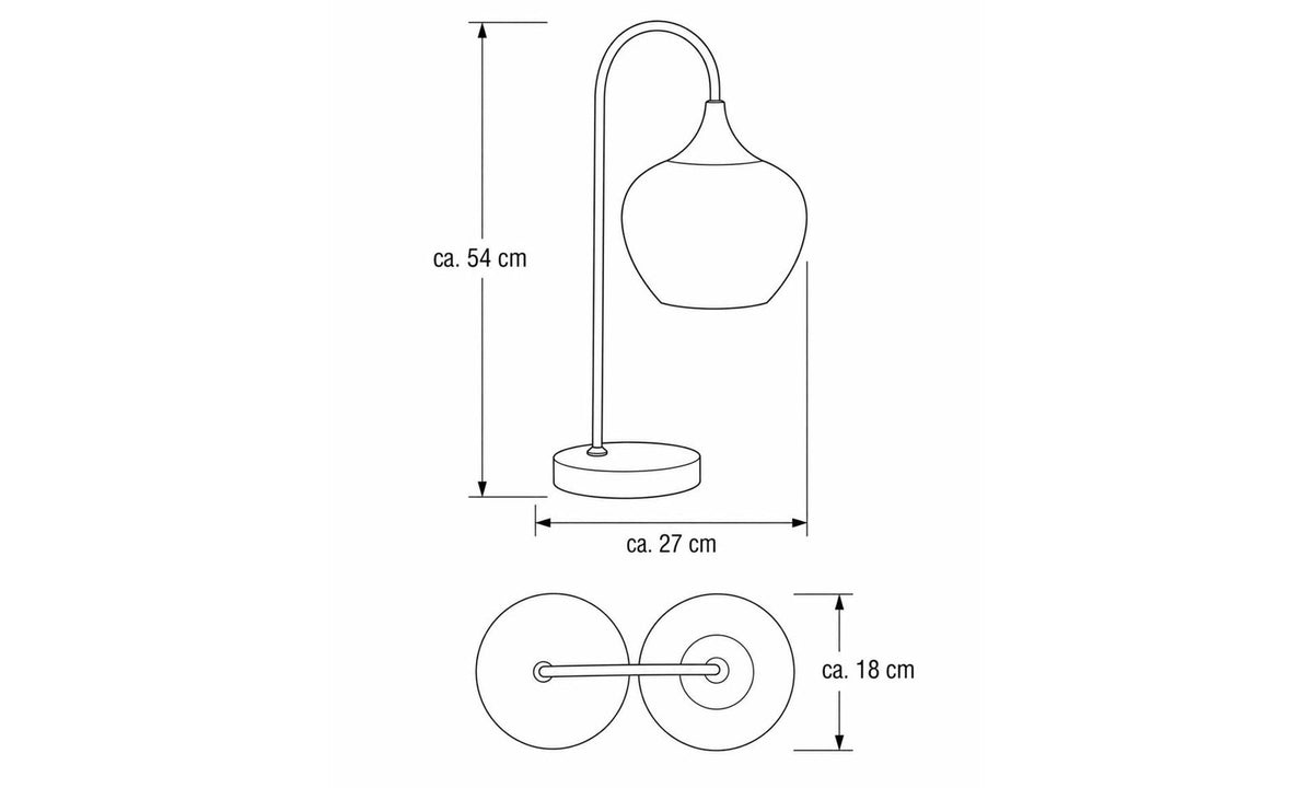 Tischlampe mit Mattglas und nickelfarbenem Metall