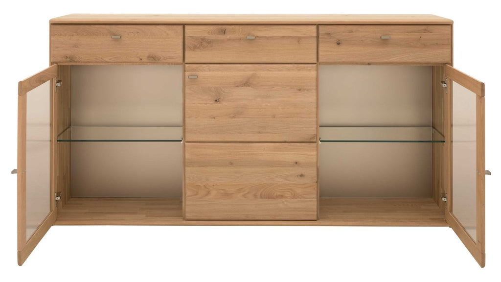 Interliving Sideboard Serie 2028 mit zwei Vitrinenfächern in Wildeiche