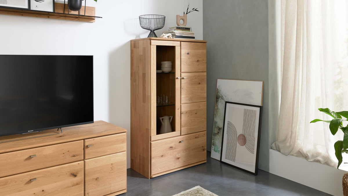 Interliving Highboard Wildeiche mit Schubläden