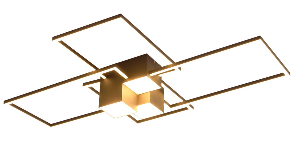 Deckenleuchte mit schwarzem Metallrahmen in geometrischem Design und integrierten LED-Elementen