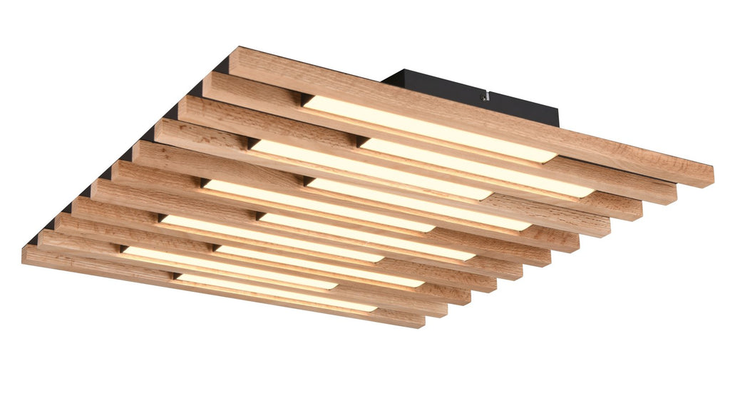 Deckenleuchte mit Holzlamellen und integrierter LED-Beleuchtung