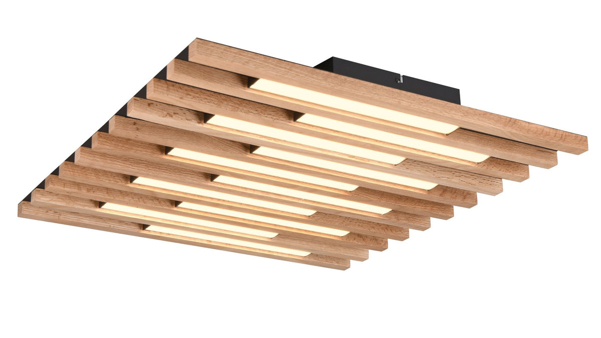 Deckenleuchte mit Holzlamellen und integrierter LED-Beleuchtung