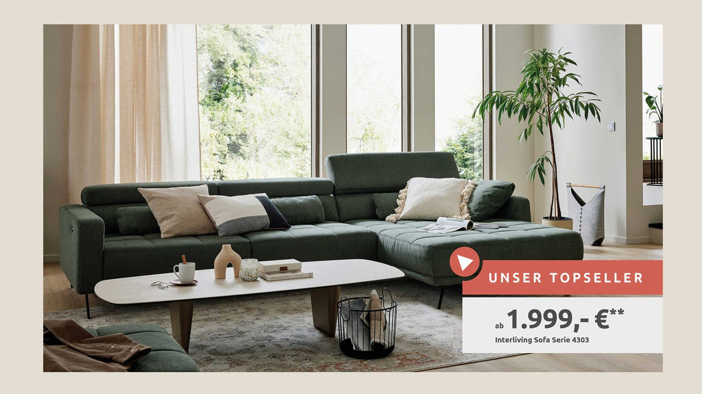 Interliving Serie 4303 – Ecksofa Stoff Moosgrün