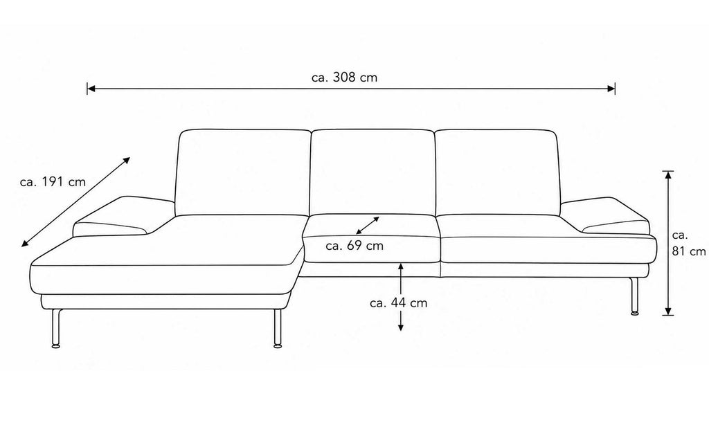 Interliving Serie 4460 – Ecksofa Stoff Silber