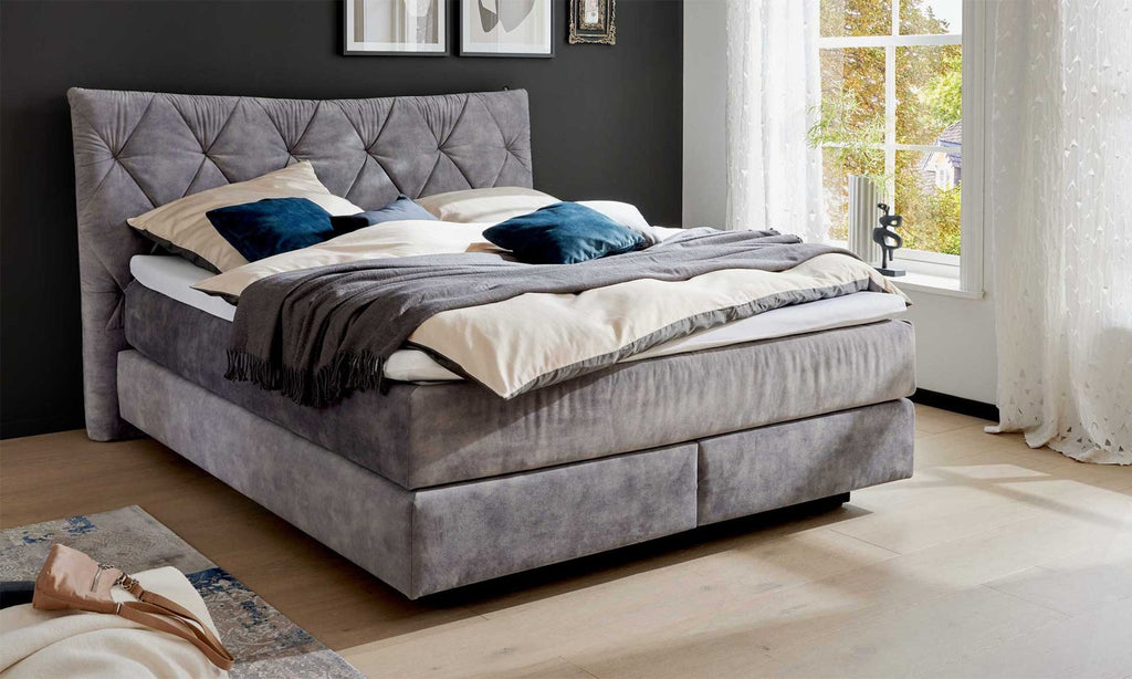 Boxspringbett Serie 1420 in Silbergrau