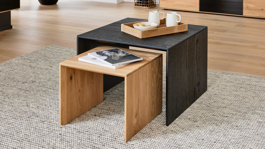 Interliving Couchtisch-Set Schwarz und Asteiche