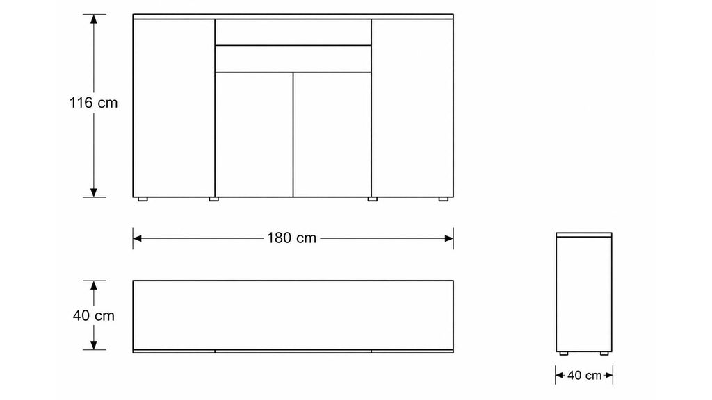 Interliving Sideboard Serie 2031 in Mattgrau mit Türen und Schubladen