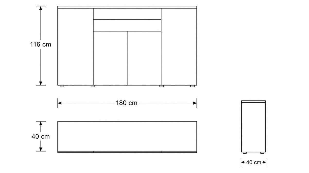 Interliving Sideboard Serie 2031 in Mattgrau mit Türen und Schubladen