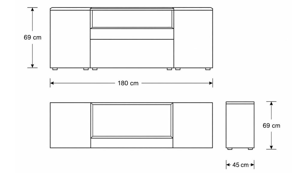 Interliving Sideboard Serie 2031 in Grau mit offenem Medienfach