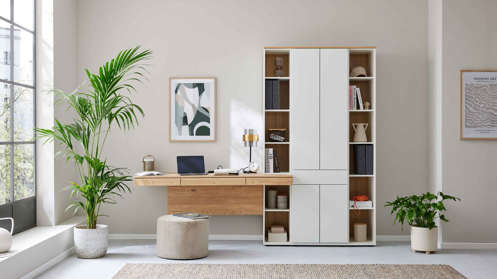 Interliving Homeoffice-Kombination Weiß Risseiche
