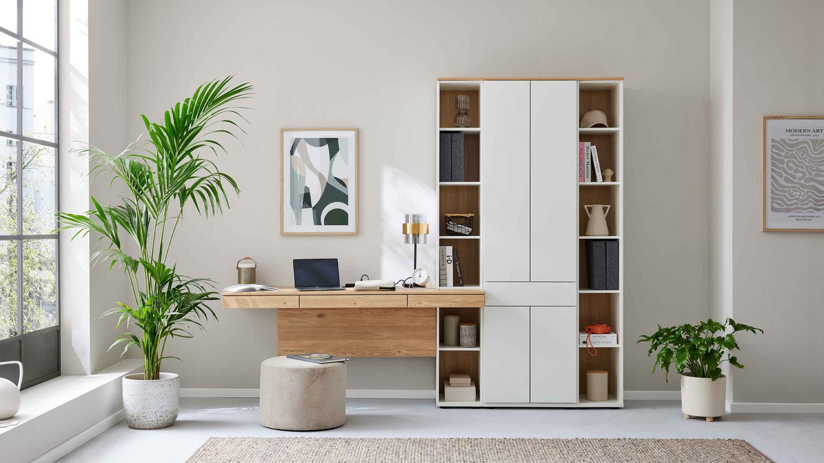 Interliving Homeoffice-Kombination Weiß Risseiche