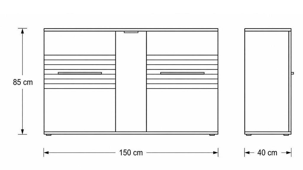 Interliving Sideboard Serie 2032 in Risseiche mit strukturierten Fronten