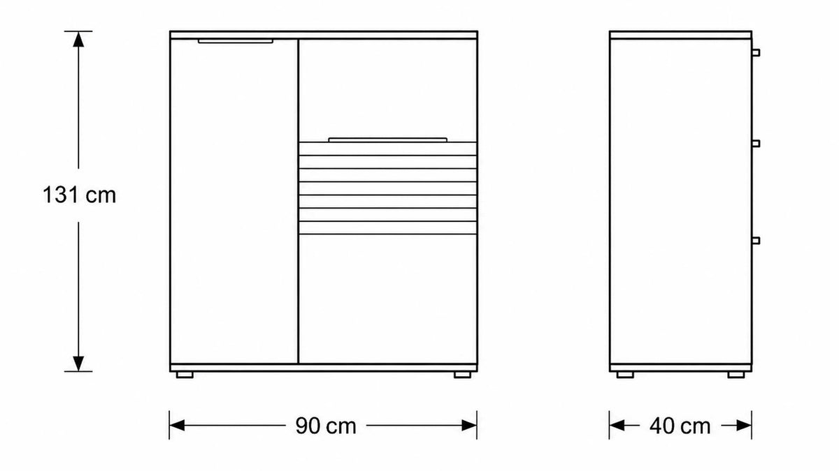 Interliving kompaktes Highboard Serie 2032 in Risseiche