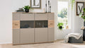 Interliving Highboard Grau und Risseiche