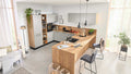 Interliving Küche Serie 3086 – Holzoptik mit grauen Fronten