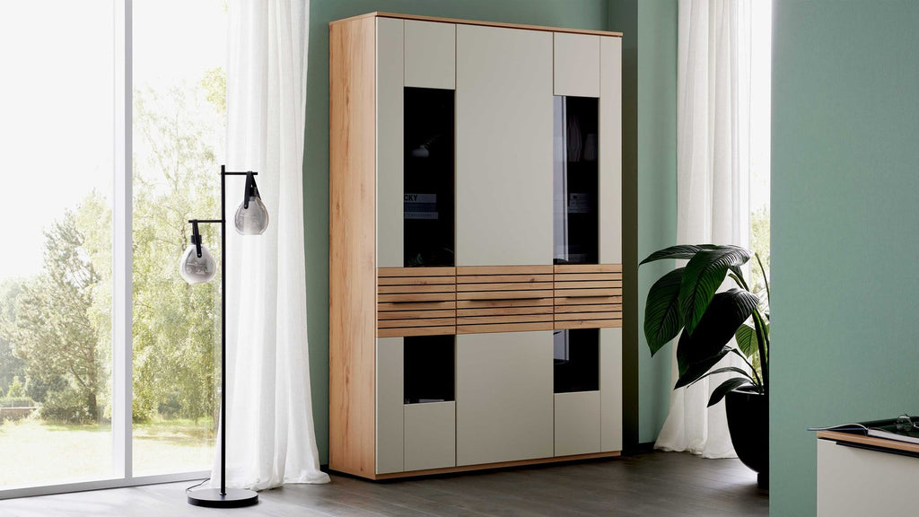 Interliving Vitrine Sandbeige Risseiche