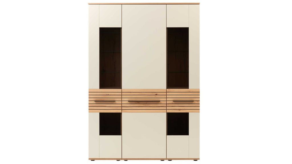 Interliving Vitrine Serie 2032 in Sandbeige und Risseiche Dekor