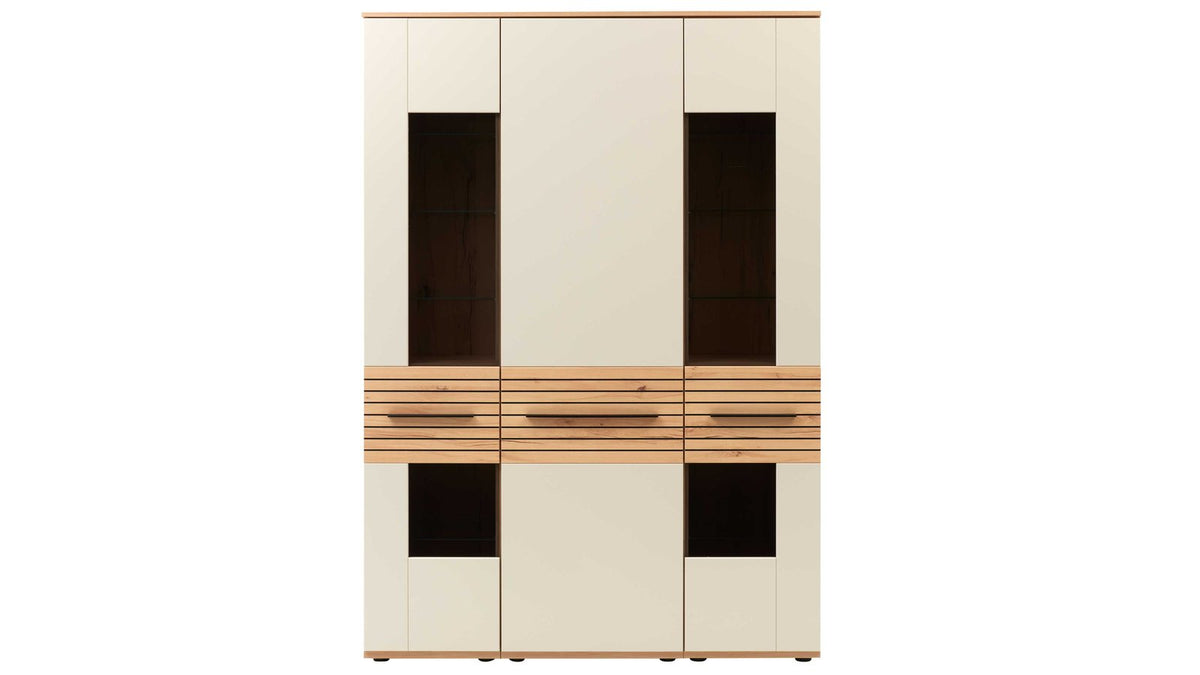 Interliving Vitrine Serie 2032 in Sandbeige und Risseiche Dekor