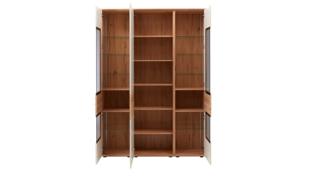 Interliving Vitrine Serie 2032 in Sandbeige und Risseiche Dekor