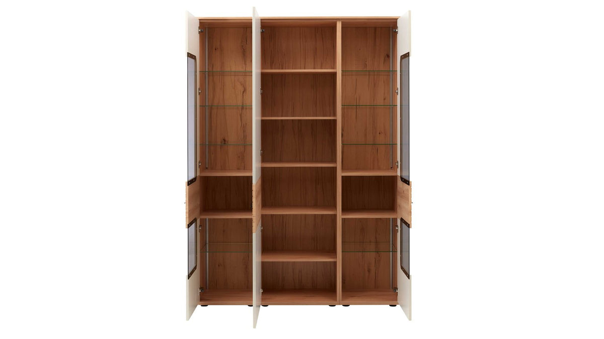 Interliving Vitrine Serie 2032 in Sandbeige und Risseiche Dekor