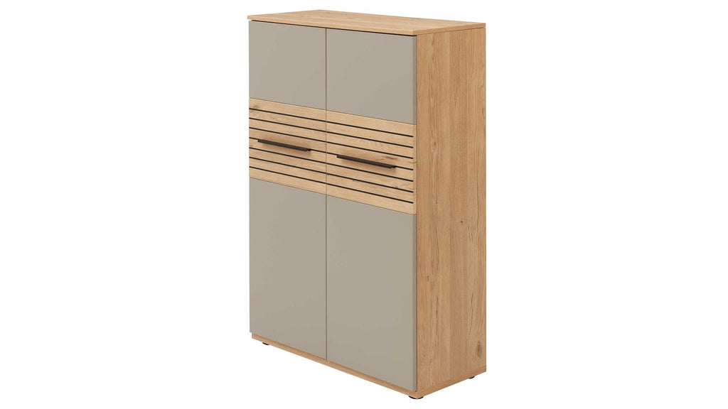 Interliving Wohnwand Serie 2032 in Grau und Risseiche mit Vitrinenschrank