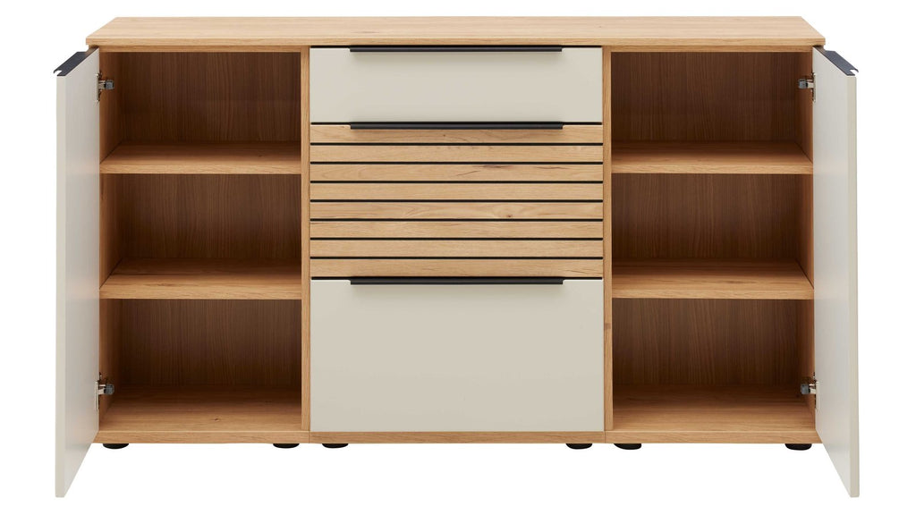 Interliving Sideboard- und Regalkombination Serie 2032 in Sandbeige und Risseiche