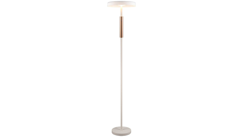 Schlanke LED-Stehleuchte in Weiß und Bronze