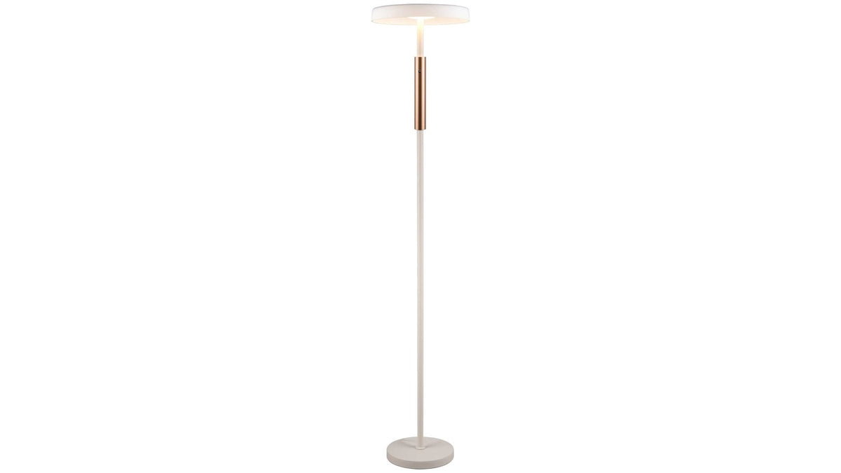 Schlanke LED-Stehleuchte in Weiß und Bronze