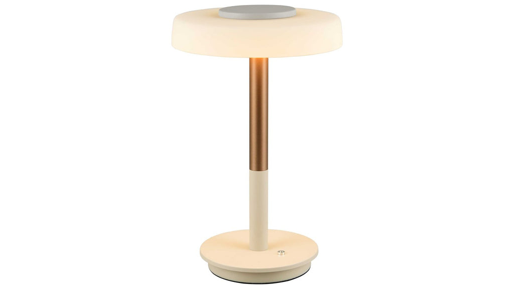 Moderne LED-Tischleuchte in Weiß und Bronze