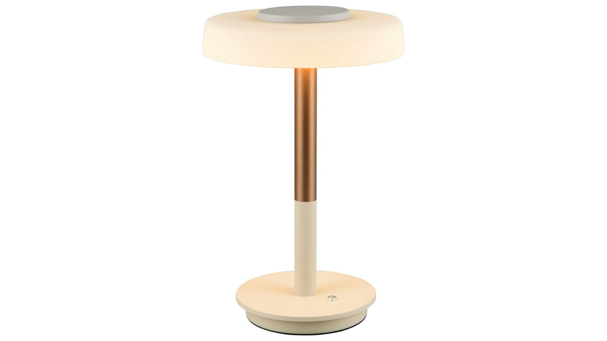 Moderne LED-Tischleuchte in Weiß und Bronze