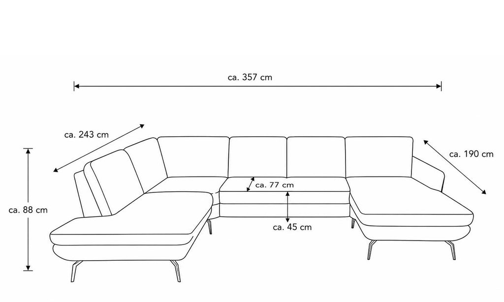 Interliving Serie 4304 – Wohnlandschaft U-Form Ecru und Silber