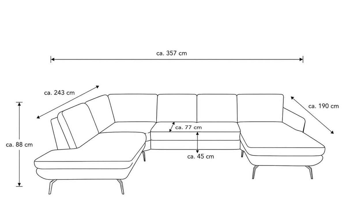 Interliving Serie 4304 – Wohnlandschaft U-Form Ecru und Silber