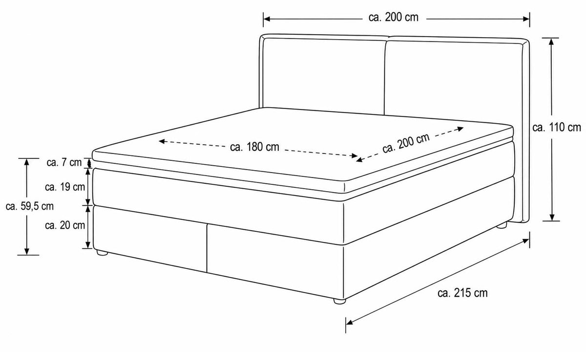 Boxspringbett Serie 1421 Elfenbein Ansicht