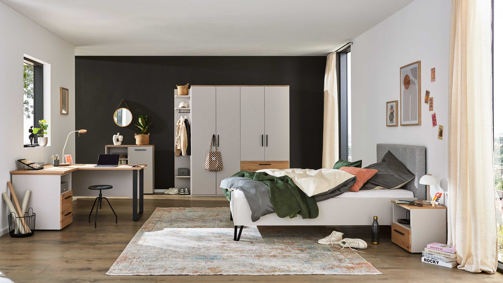 Bett und Kleiderschrank der Jugendzimmer Serie 1702