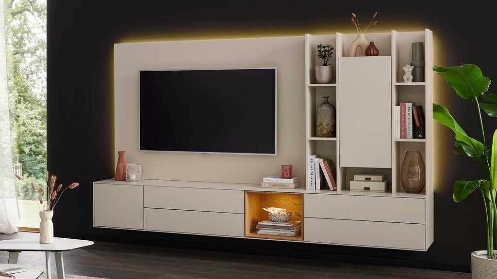 Interliving Wohnwand Beige mit Regalfächern
