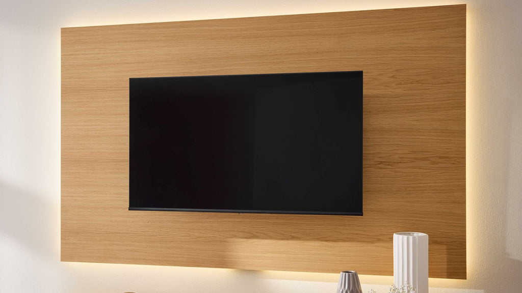 Interliving TV-Wand Serie 2035 in Weiß mit Holzrückwand