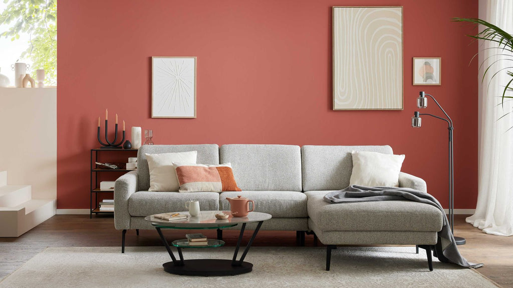 Interliving Serie 4066 – Ecksofa Stoff Grau