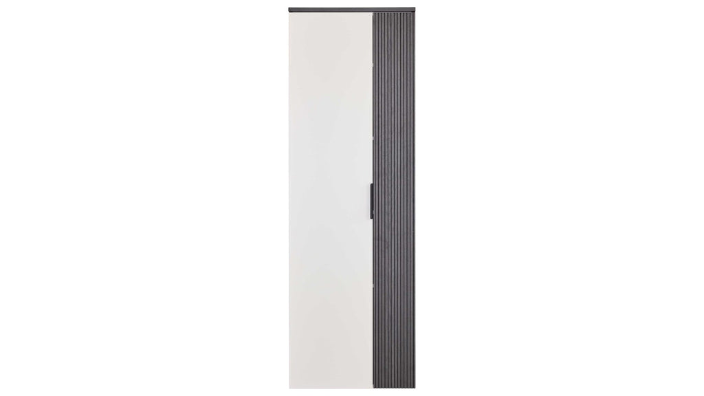Zweifarbiger Garderobenschrank in Weiß und Schwarz mit klarer Linienführung und modernem Griffdesign
