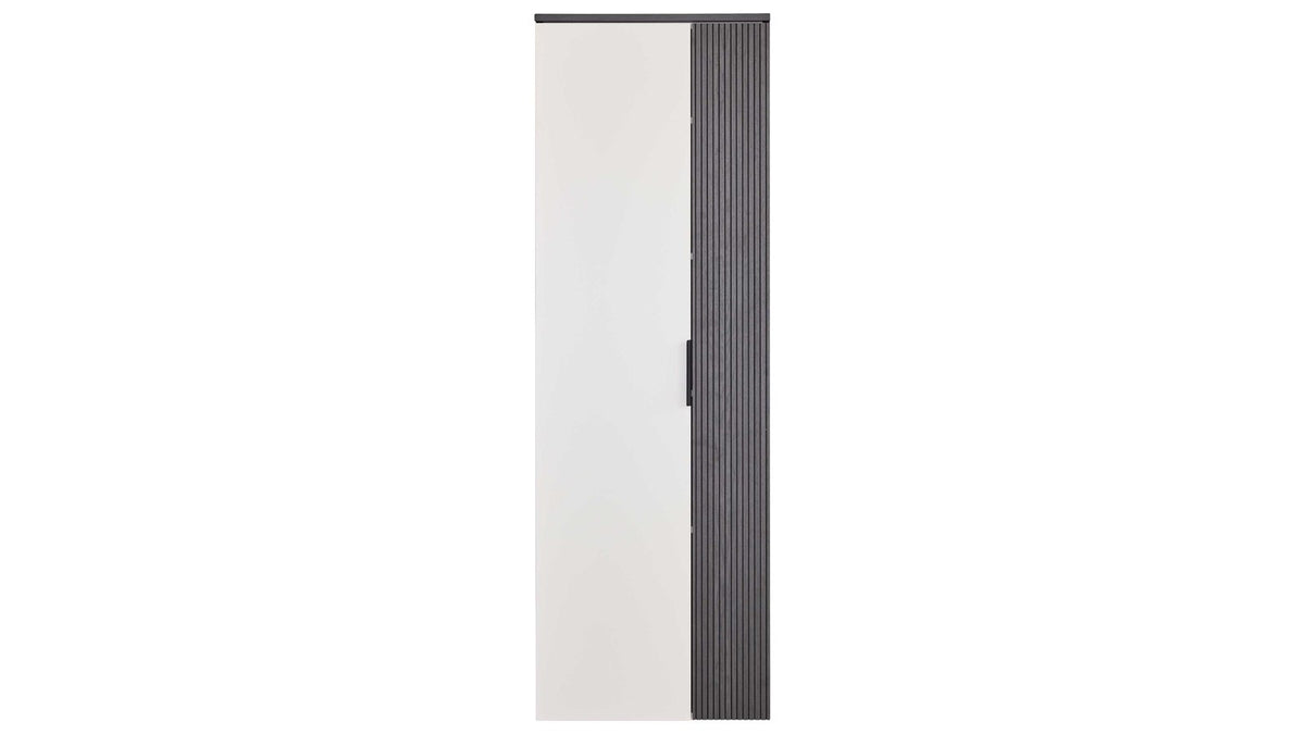 Zweifarbiger Garderobenschrank in Weiß und Schwarz mit klarer Linienführung und modernem Griffdesign