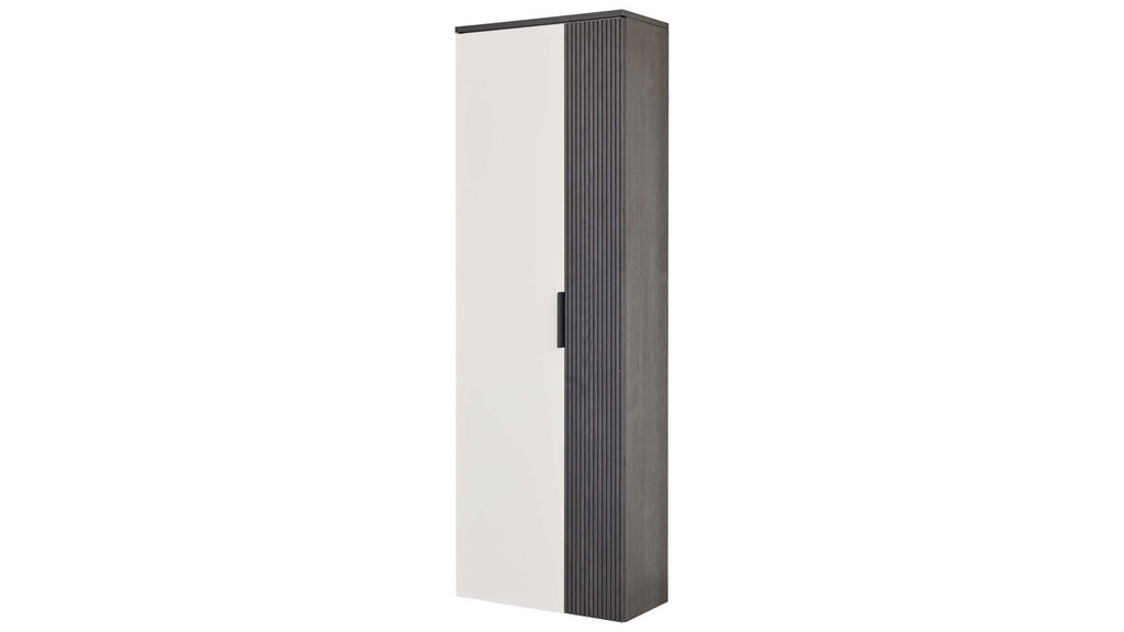 Zweifarbiger Garderobenschrank in Weiß und Schwarz mit klarer Linienführung und modernem Griffdesign