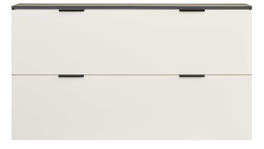 Moderner Schuhschrank mit Klappen in Weiß und Schwarz für platzsparenden Stauraum