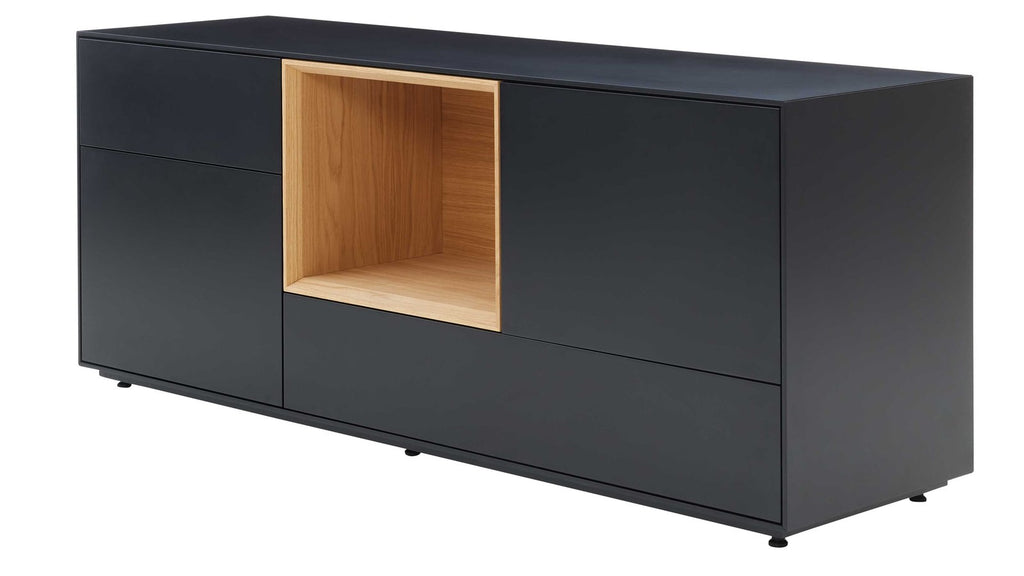 Interliving Sideboard Serie 2034 in Schwarz mit offenem Holzfach