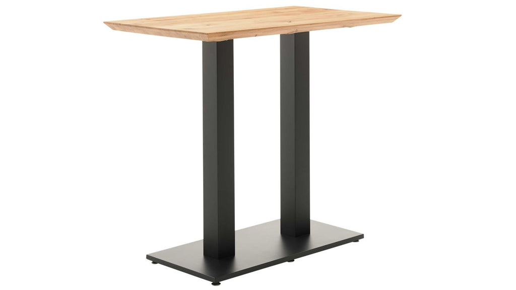 Bartisch mit Tischplatte aus heller Wildeiche und schwarzem Metallgestell