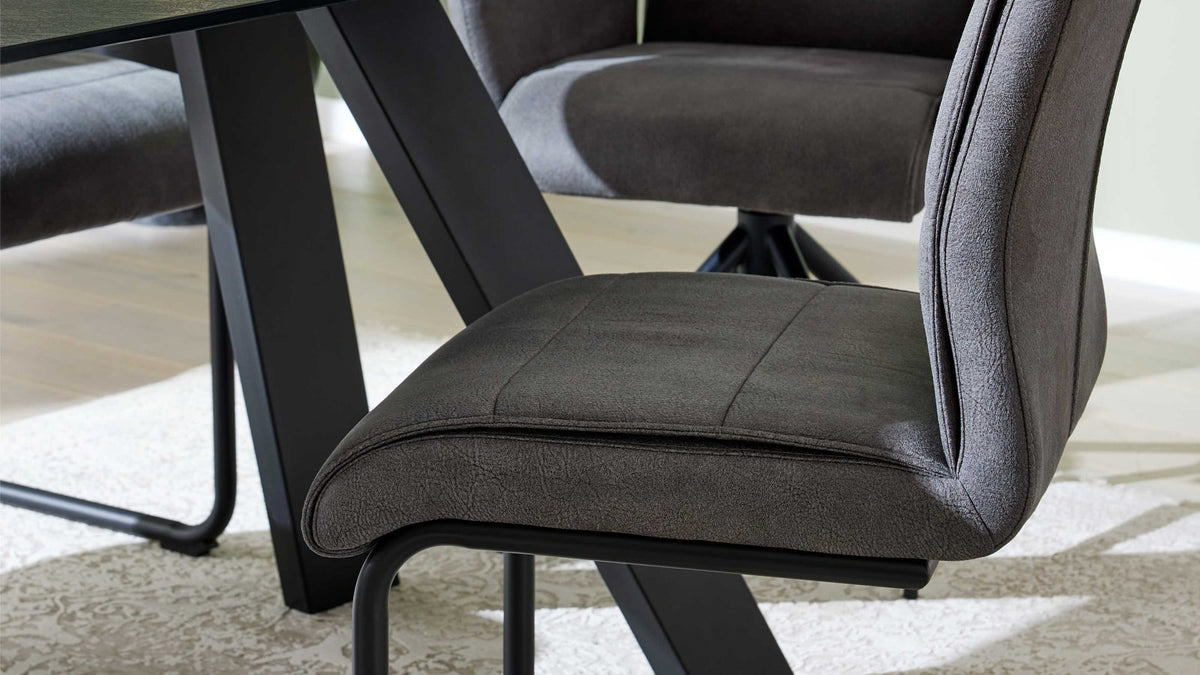 Schwingstuhl in stilvollem Onyx mit komfortabler Polsterung und schwarzem Metallgestell