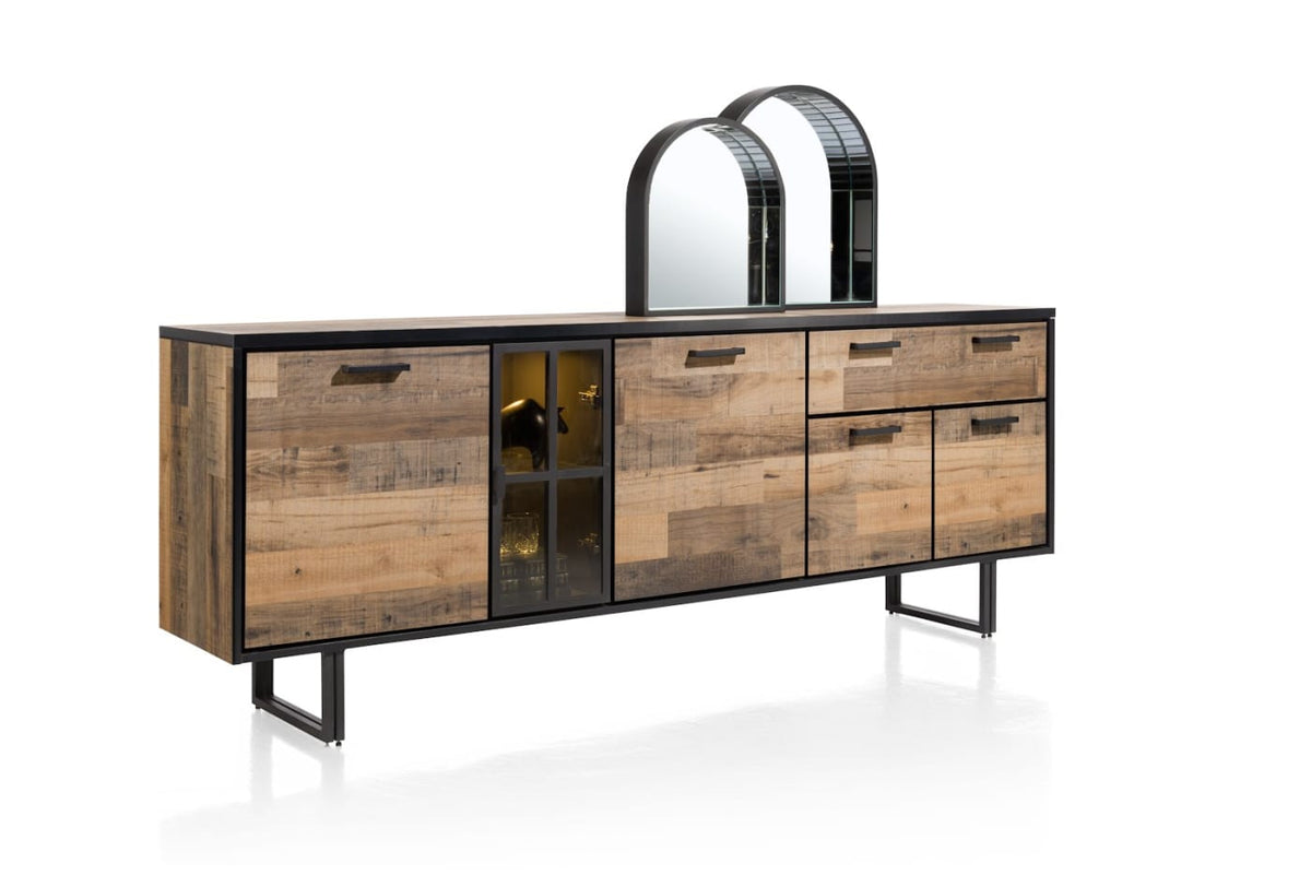 Henders & Hazel Avalon Sideboard 230 cm – 4 Türen, 1 Schublade, 1 Glastür, Driftwood