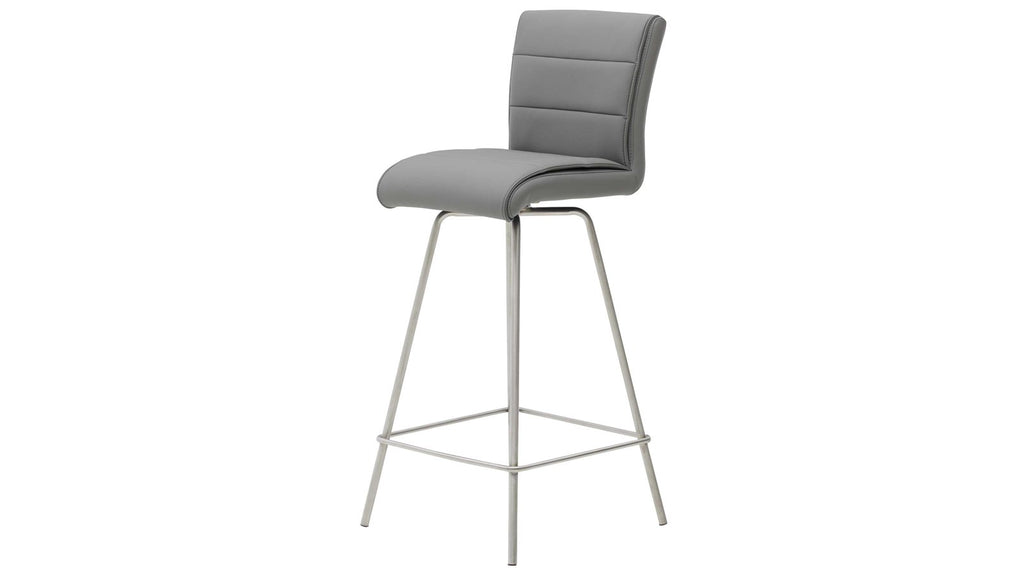 Barhocker mit delphingrauer Mikrofaser und Edelstahlgestell