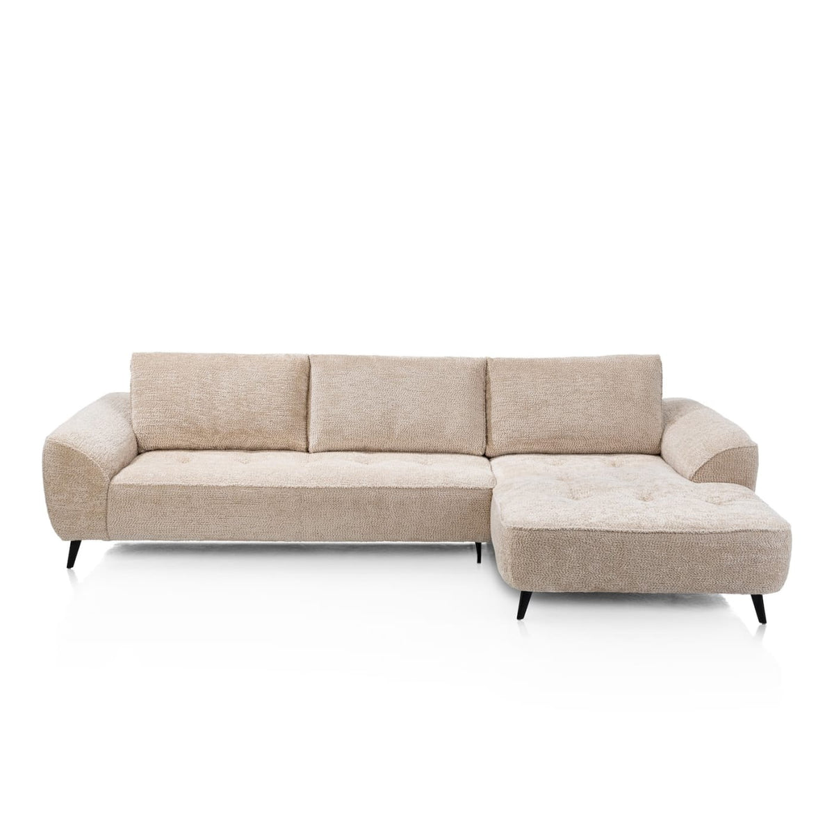 Henders & Hazel Belluno Ecksofa 3-Sitzer mit Longchair rechts – Stoff Derby Beige