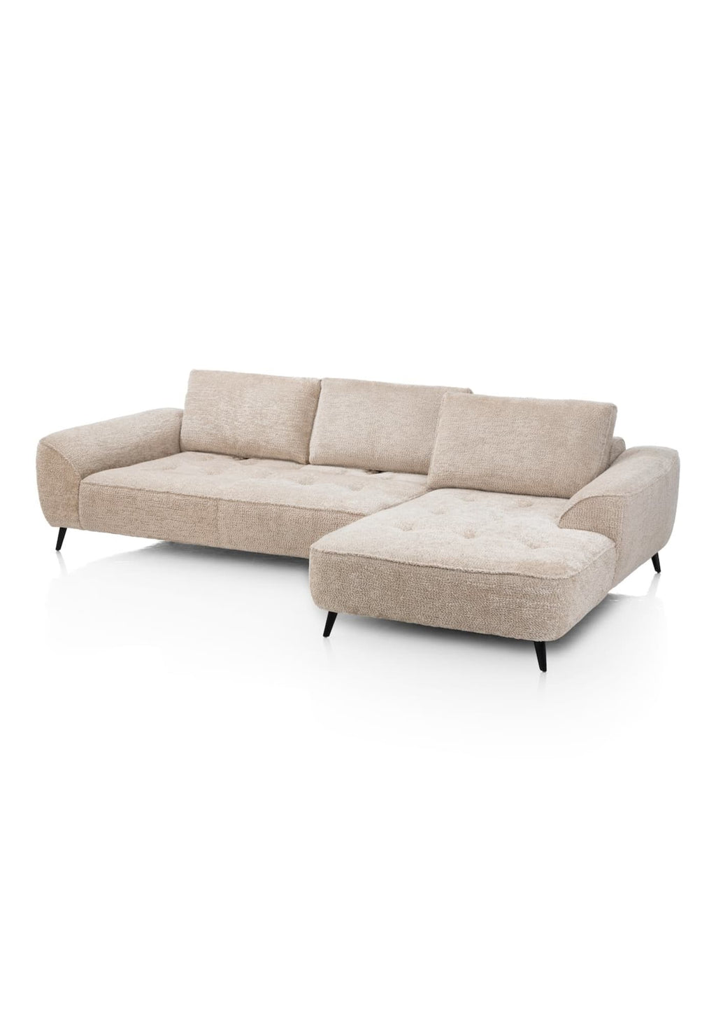Henders & Hazel Belluno Ecksofa 3-Sitzer mit Longchair rechts – Stoff Derby Beige