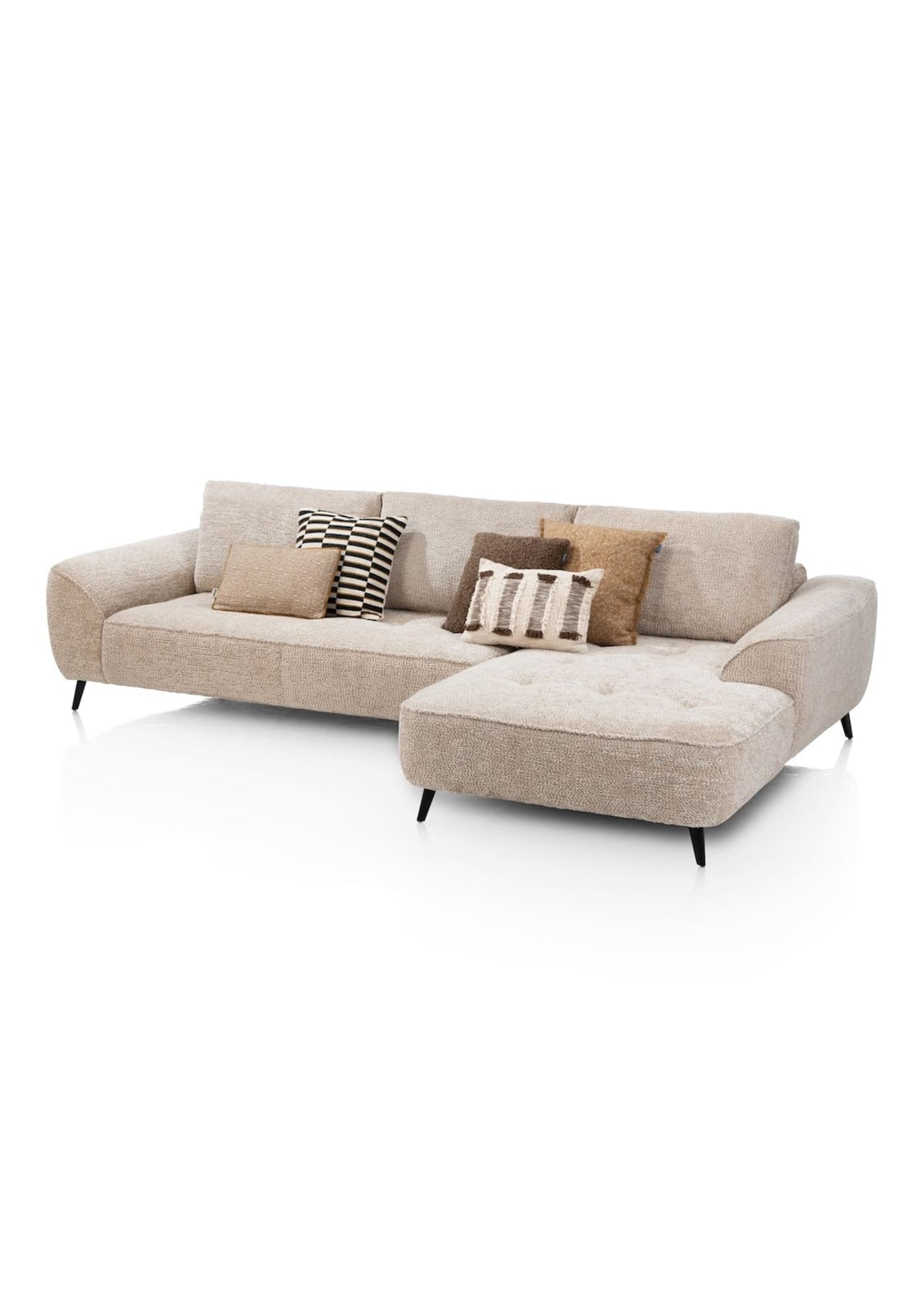 Henders & Hazel Belluno Ecksofa 3-Sitzer mit Longchair rechts – Stoff Derby Beige